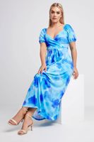 limited collection vestido largo cruzado de flores azules difuminadas mujer curvy y tallas grandes limited collection