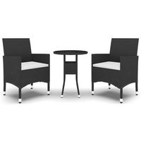 conjunto comedor jardin 3 uds  mueble jardin mesa y sillas ratan sintetico negro