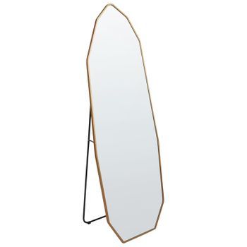 Espejo De Pie 49 X 165 Cm Marco De Aluminio Forma Irregular Soporte Completo Dorado Tartas