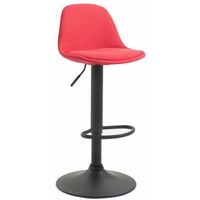 taburete de bar en tela roja y estructura de metal negro patas de trompeta regulables en altura tdb10572