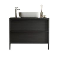 mueble de bano con lavabo y 2 cajones coleccion frassi color negro ceniza