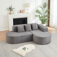 sofa moderno en l de pana chaise longue curvo gris 220 cm y 4 plazas