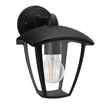 Aigostar - Aplique de exterior con brazo, E27 casquillo gordo, impermeable IP44. Forma de farolillo, uso interior y exterior. Resistente aluminio color negro, altura 23,5cm (bombilla no incluida)
