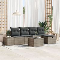 conjunto de sofa de jardin de 6 piezas con cojines gris ratan de pe v8198 unico  gris