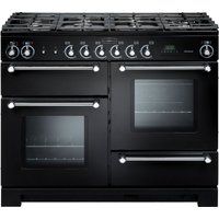 rangemaster kitchener 110 cm dual fuel range cooker - black  chrome black