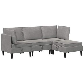 Juego De Muebles De Salón 4 Uds. Gris Claro Terciopelo Vidaxl