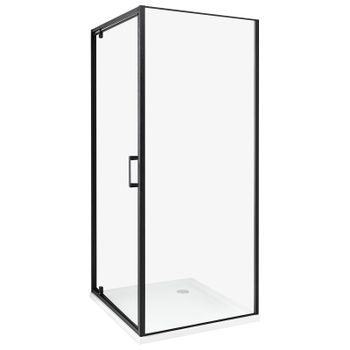 Cabina De Ducha Cuadrada De Vidrio Templado Una Puerta Negro 80 X 80 X 185 Cm Darli
