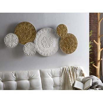 Panel Metal Mandalas Blanco/oro 138x60 Cms. 138x60x4,5 Cms