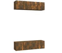 muebles tv pared 4 unidades madera ingenieria roble humo 60x30x30cm