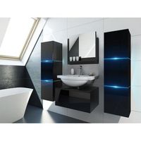 conjunto de muebles de bano negro coleccion owl 2 columnas 37x110x35 mueble bajo lavabo