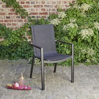 silla de jardin de aluminio y textileno gris