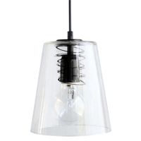 lampara de suspension cono metal negro pantalla vidrio transparente