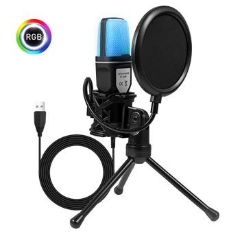 Micrófono de Condensador Profesional para Juegos de Computadora, Micrófono de Karaoke para PC, Portátil, USB, Cableado, Transmisión en Vivo, Podcast, Kit de Micrófono de Estudio para Gamers