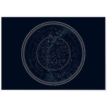 Panorama Dibond De Aluminio Mapa De Estrellas 70 X 100 Cm | Impreso En Aluminio Dibond Blanco De Alta Calidad | Cuadros Paisajes| Cuadros Decoración