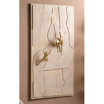 Lienzo Abstr. Relieve Figuras Oro Escaladores 70x5x140cm