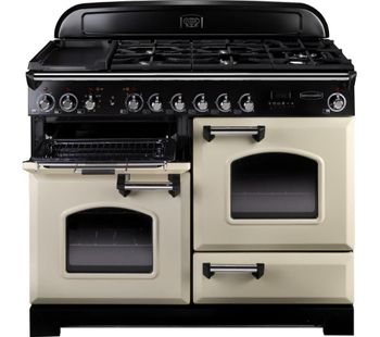 RANGEMASTER Classic Deluxe 110 Dual Fuel Range Cooker - Cream & Chrome, Cream