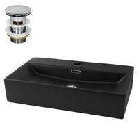 lavabo 600x365x130 mm negro mate rectangular ceramica ml-design