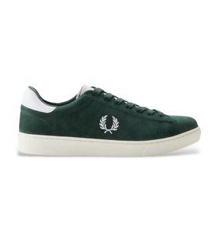 Fred Perry para hombre. B3408-30A Zapatillas de piel Spencer verde (45), Plano, Ante, Cordones, Casual