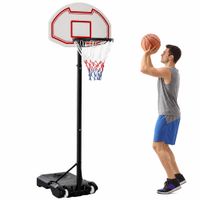 homcom canasta de baloncesto ajustable 194-249 cm con base rellenable ruedas de transporte multicolor   aosom espana