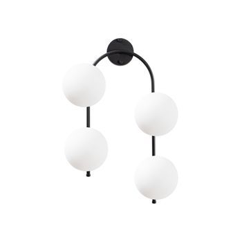 Lámpara De Pared Jewel-10595 Crema Negro Metal Vidrio 40x26x62 Cm