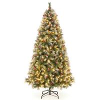 arbol de navidad artificial de con luces nieve pinas y frutos blanco 195 cm
