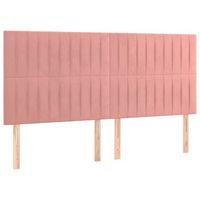 pack 4 uds cabeceros cama  panel de cabeceras de terciopelo rosa 100x5x7888 cm