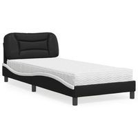 cama individual  cama para adultos  cama con colchon cuero sintetico negro y blanco 90x190 cm cfw16187