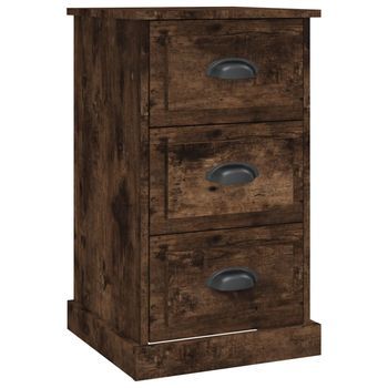 Mesita De Noche Madera Contrachapada Roble Ahumado 39x39x67 Cm Vidaxl