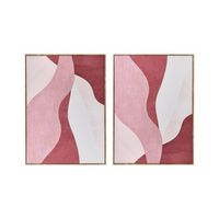 conjunto de 2 lienzos decorativos hechos a mano con formas abstractas de materiales sinteticos marco de madera de pino rosa gowran