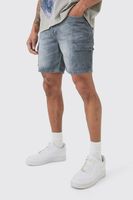 pantalones cortos vaqueros ajustados cargo sin tratar en gris gris