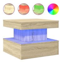 mesa de centro de salon de diseno moderno con luces led 50 x 50 x 40 cm madera de ingenieria color roble dec037645