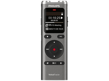 Grabadora de voz - Philips DVT2075, 8 GB, Hasta 35 horas Grabación, MP3 y PCM, 2 Micrófonos, Antracita