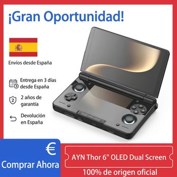 Consola de Juegos Portátil AYN Thor de 6'' con Pantalla OLED Doble, CPU Qualcomm Snapdragon, Android 13, Batería de 6000mAh, Consola de Juegos con Palanca Hall