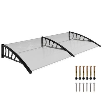 Outsunny Tejadillo de Protección 200x100 cm Marquesina Exterior para Puertas y Ventanas contra Sol y Lluvia con Soporte Transparente   Aosom España