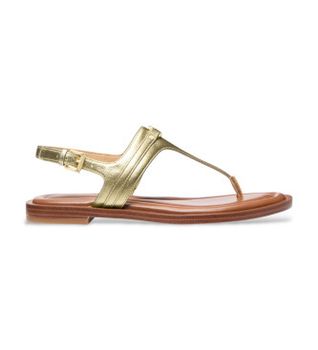 Michael Kors para mujer. 40S5MAFS2M Sandalias de Piel Lisa dorado (36), Plano, Hebilla, Casual