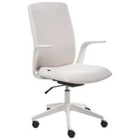 silla de oficina funcional tapiceria de poliester reposabrazos y reposacabezas ajustables ajuste deslizante de la altura del asiento base giratoria respaldo reclinable beige claro captain