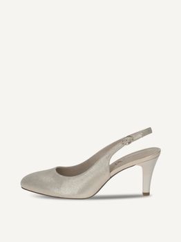 CAPRICE sling pumps, gold, made of Leather with Funnel heel, Size 38.5
