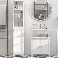 armario alto bano de mdf melamina de madera homcom 34x20x165cm-blanco