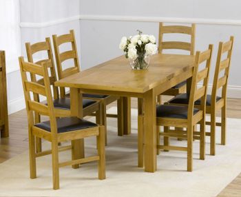 Normandy 120cm Solid Oak Extending Dining Table with Vermont Chairs - Grey, 4 Chairs