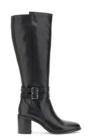 botas de piel con hebillas y cremallera black