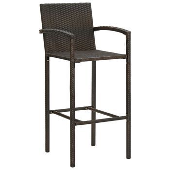 Pack 4 Uds Taburetes De Bar | Taburete De Cocina | Taburete Alto Ratán Sintético Marrón