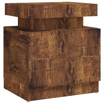 Mesita De Noche Madera De Ingeniería Roble Ahumado 45x35x52 Cm Vidaxl