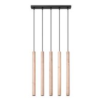 lampara colgante vacu 5 luces  madera natural