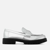 tory burch womens classic leather lug loafers - argento - uk 8