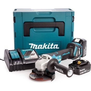 Makita Dga517rtj, Amoladora Angular 18v Lxt 125mm, Freno Eléctrico Y Maletín De Transporte, Verde Azulado