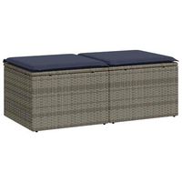 set sofas jardin y cojines 2 pzas ratan sintetico acacia gris cfw239259