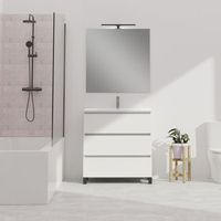 conjunto de bano wink  90 cm blanco  tres cajones  lavabo empotrado  mueble montado  no incluye espejo  alday