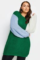 yours jersey de punto grueso verde bloques de color mujer curvy y tallas grandes yours