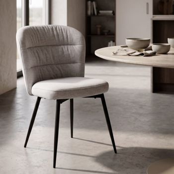 Juego de 2 sillas de tela gris con patas de metal cm 58x60,5x85
