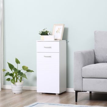 Armario Auxiliar De Baño Kleankin Melamina Madera 35x30x77,5cm Blanco